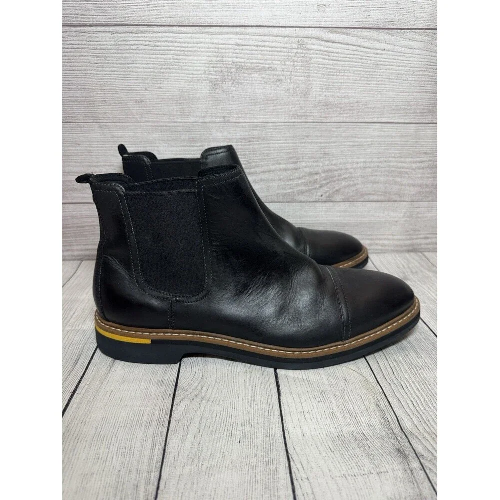 Cole Haan Mens York Chelsea Boot Size 11.5 M Black Leather PullOn Cap Toe Bootie